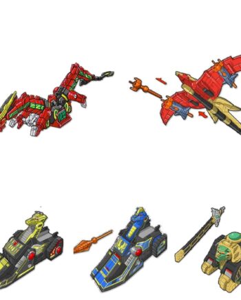 [PRE-ORDER DICIEMBRE 2026] PLAYMATES MIGHTY MORPHIN POWER RANGERS SET 5 COMBINABLES THUNDERZORD + TAZA PERSONALIZADA